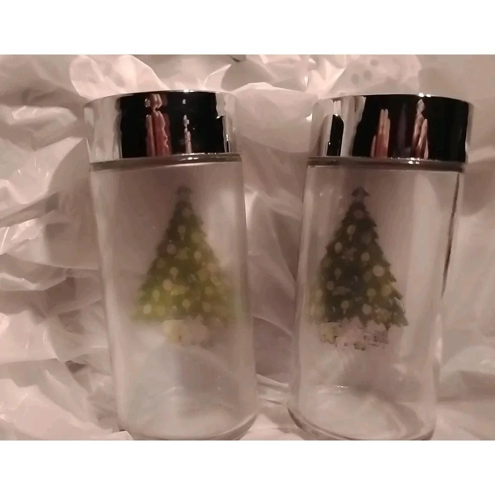 Vtg‎ Sabin Salt Pepper Shakers Christmas Tree theme 1990s 5
